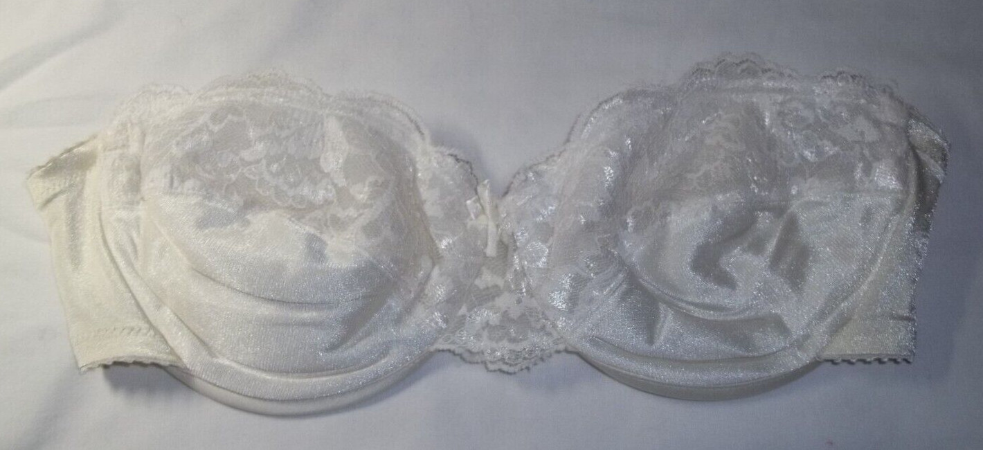 Vintage Vtg Vassarette 74-152 Strapless Soft Cup Bra Lace UW Womens 34C White