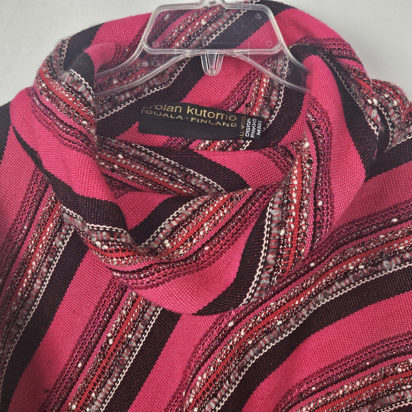 Vintage 70’s Arolan Kutomo Poncho Pirkko Maki Designer Fringed Pure Wool Finland
