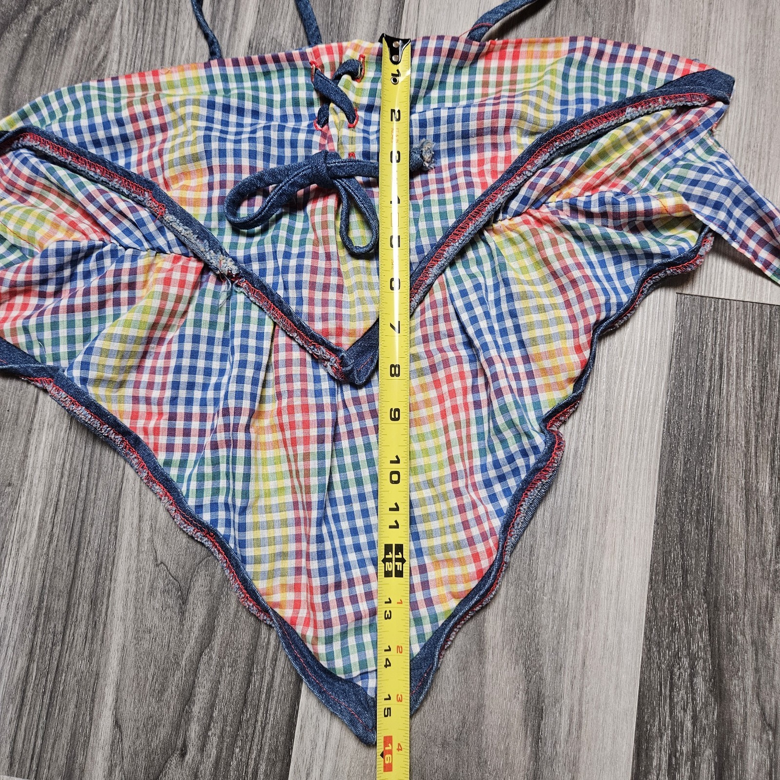 VTG Handmade Multicolor Bandana Style USA Boho Halter Top 70s One Size Tie Back