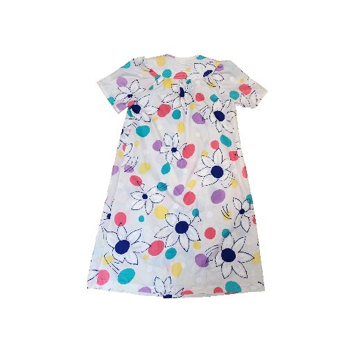 Smart Time House Dress Robe Multicolor Floral Short Sleeve Snap VTG Union Medium