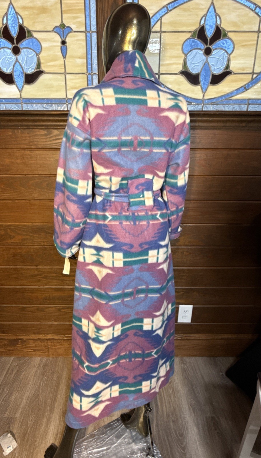 NOS Fleece Bath Robe NATIVE AMERICAN SOUTHWEST Aztec Intimate Moods M Long