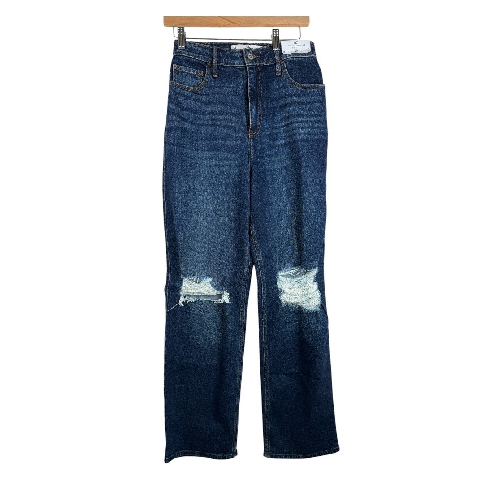 New Hollister Vintage Stretch Curvy Ultra High Rise Dad Jeans Size 27 Distressed