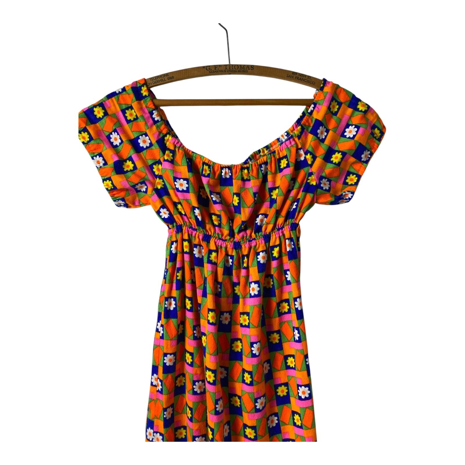 Vintage 60s 70s Floral Psychedelic Flower Power Maxi Dress