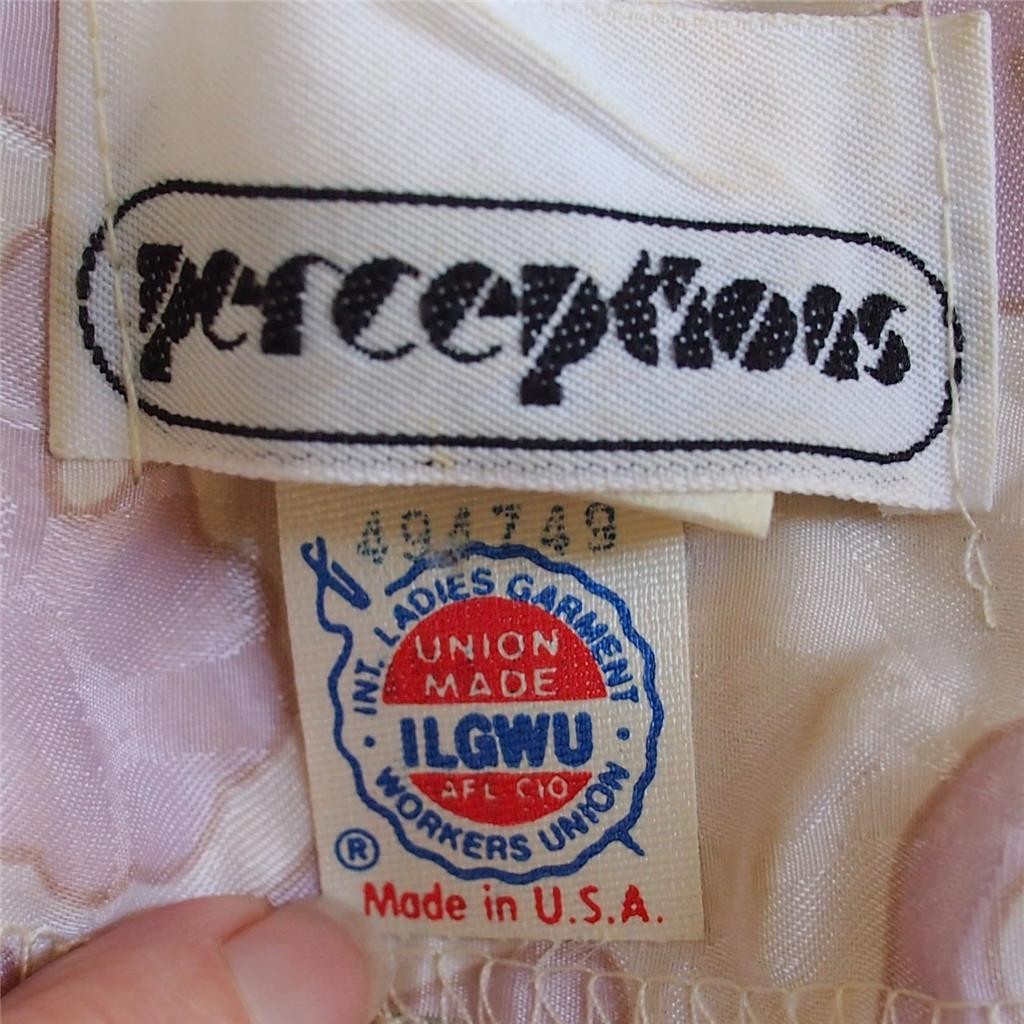 vtg 80s PERCEPTIONS Floral Pleated Skirt Elastic Waist Dress ILGWU Secretary 7/8