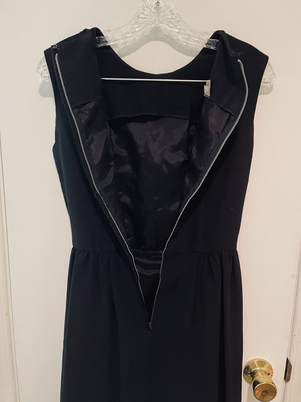 Vintage 50s Fitted Black Sheath Dress Union Tag Zip B33 W25 XS S Audrey Hepburn