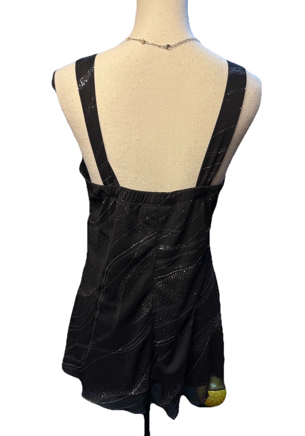 Y2K Studio 1940 Babydoll Black Sheer Lined TankTop Glitter Whimsygoth Sz 14/16