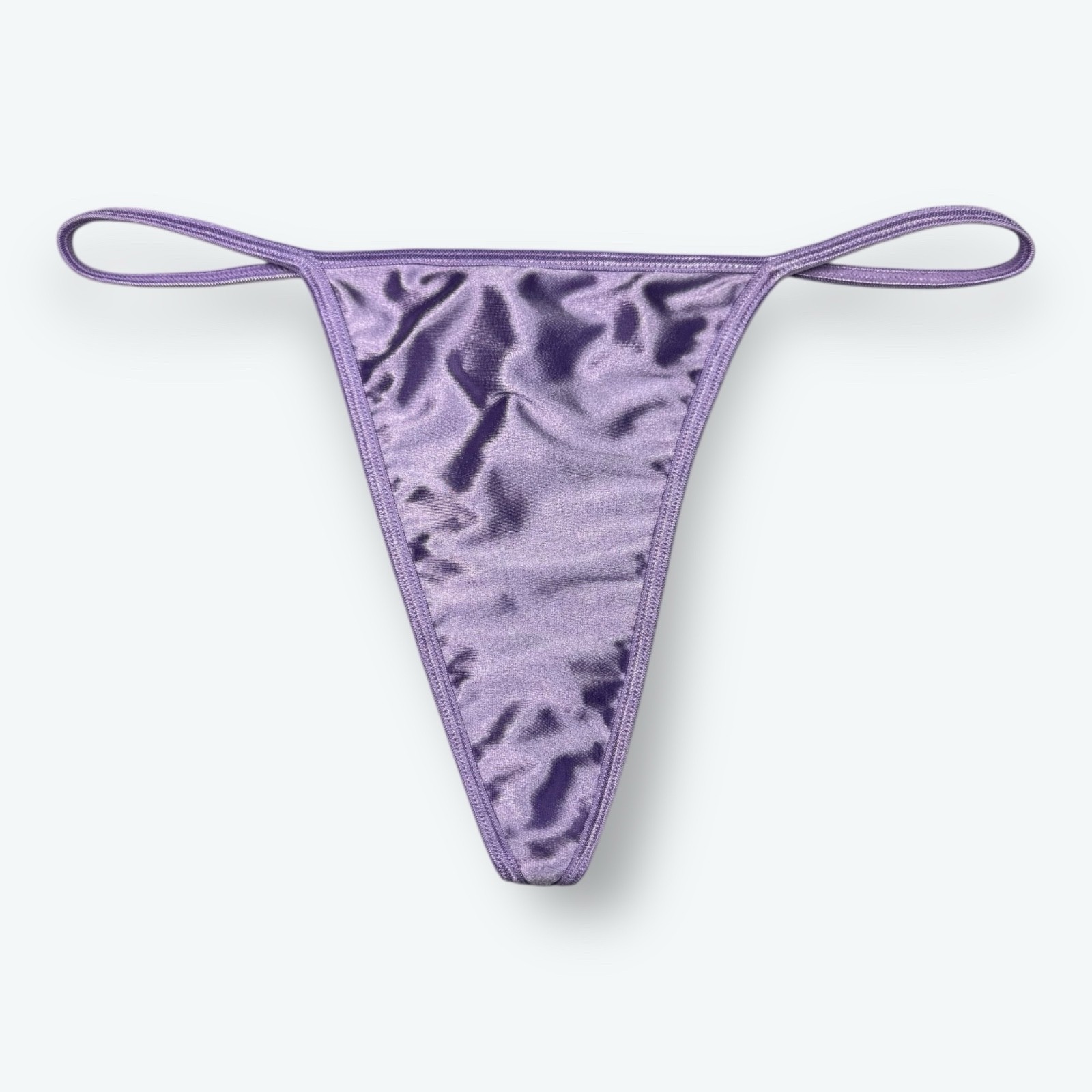 Satin V-String Hi-Cut Thong Lavender 2XL