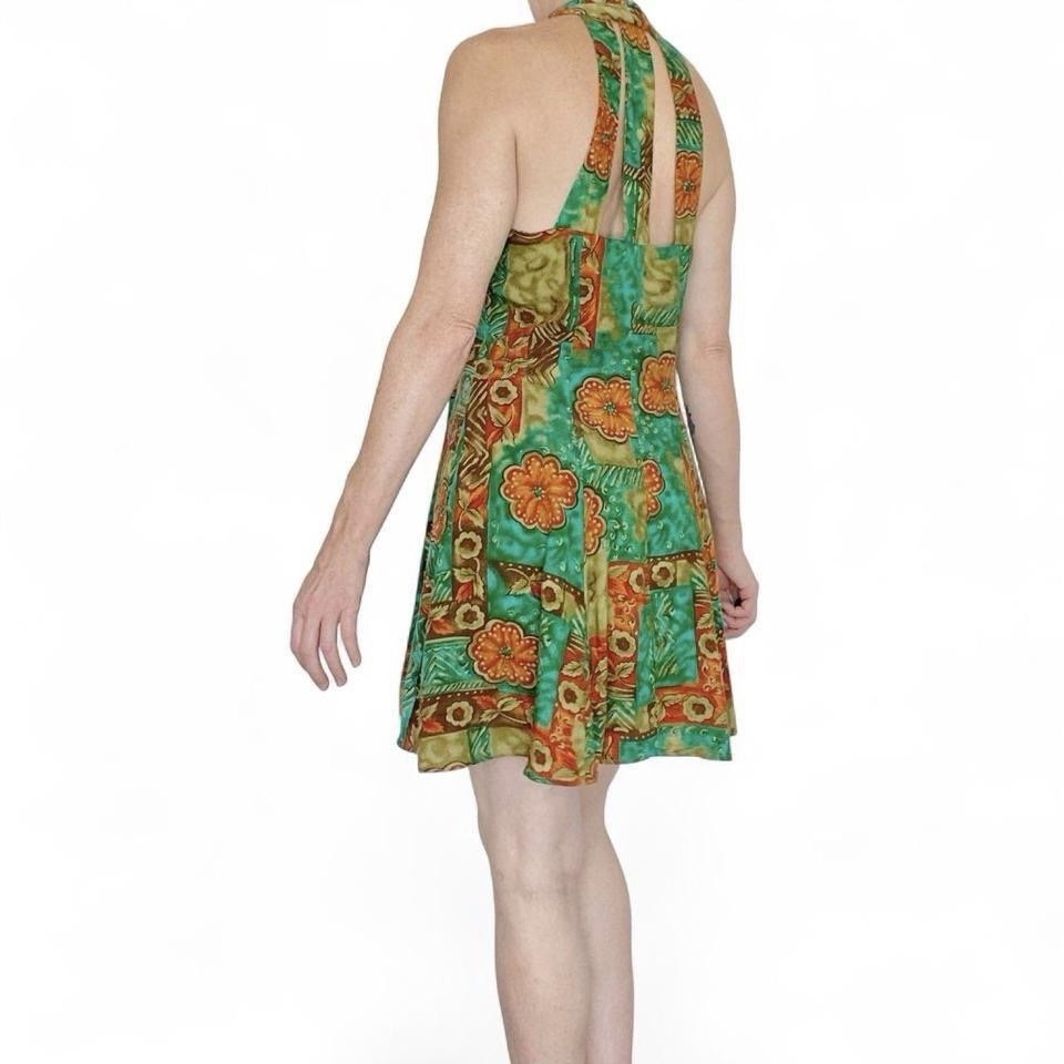 Vintage 90’s Joni Blair Teal & Orange Floral Sleeveless Mini Dress