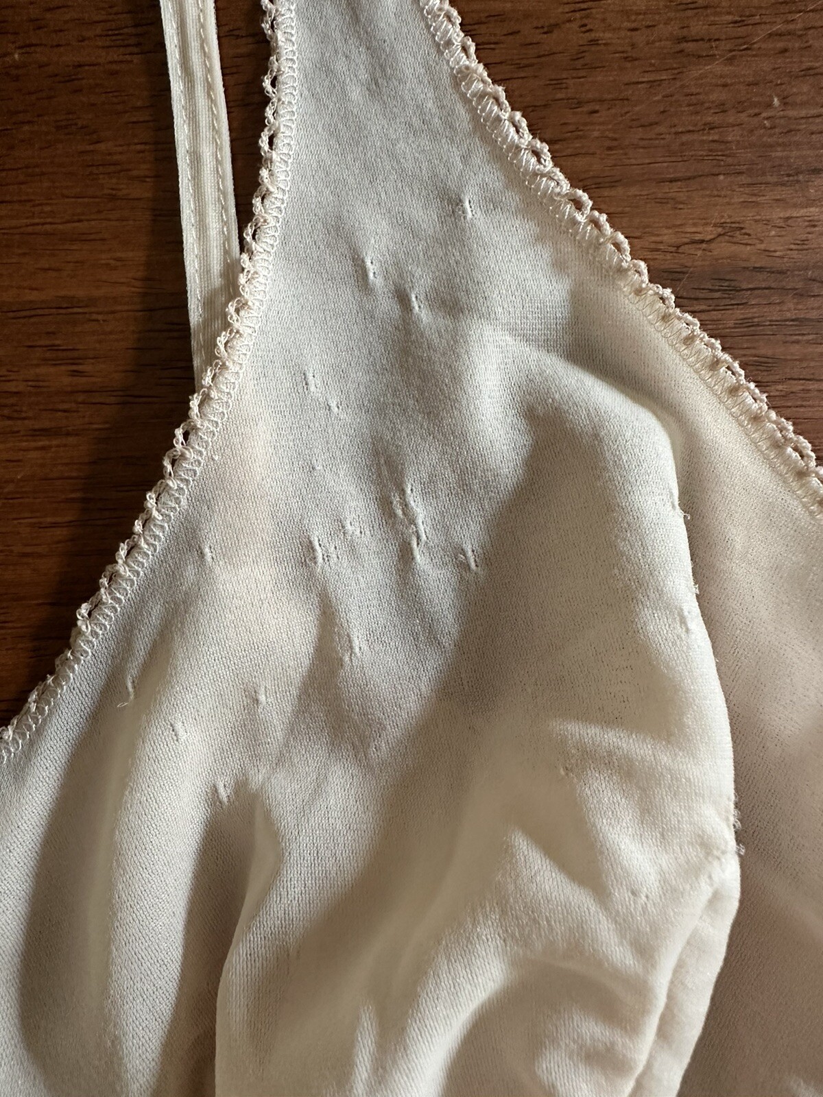 VTG 70s Vassarette Full Slip Dress Sheer Nude Lettuce Edge 34A