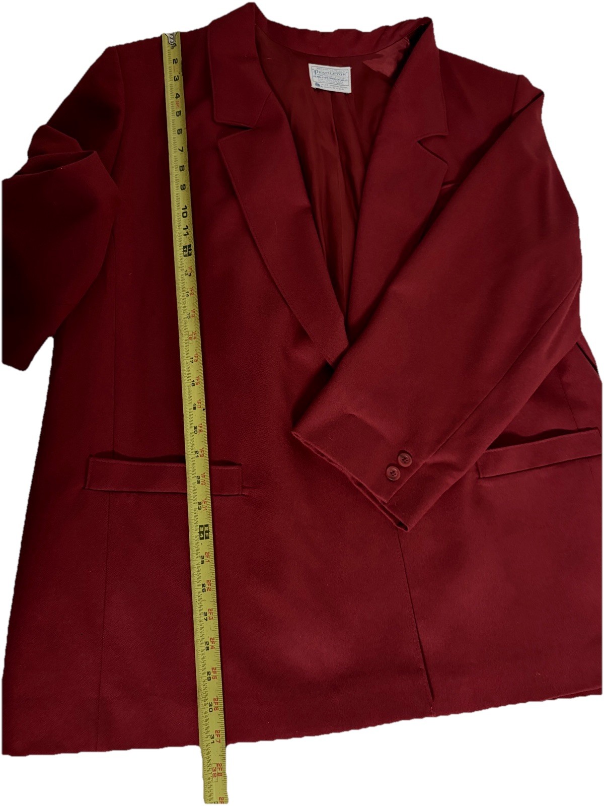 VTG Pendleton Womens 24W Wool Blazer Jacket 100% Virgin Wool Red Academia