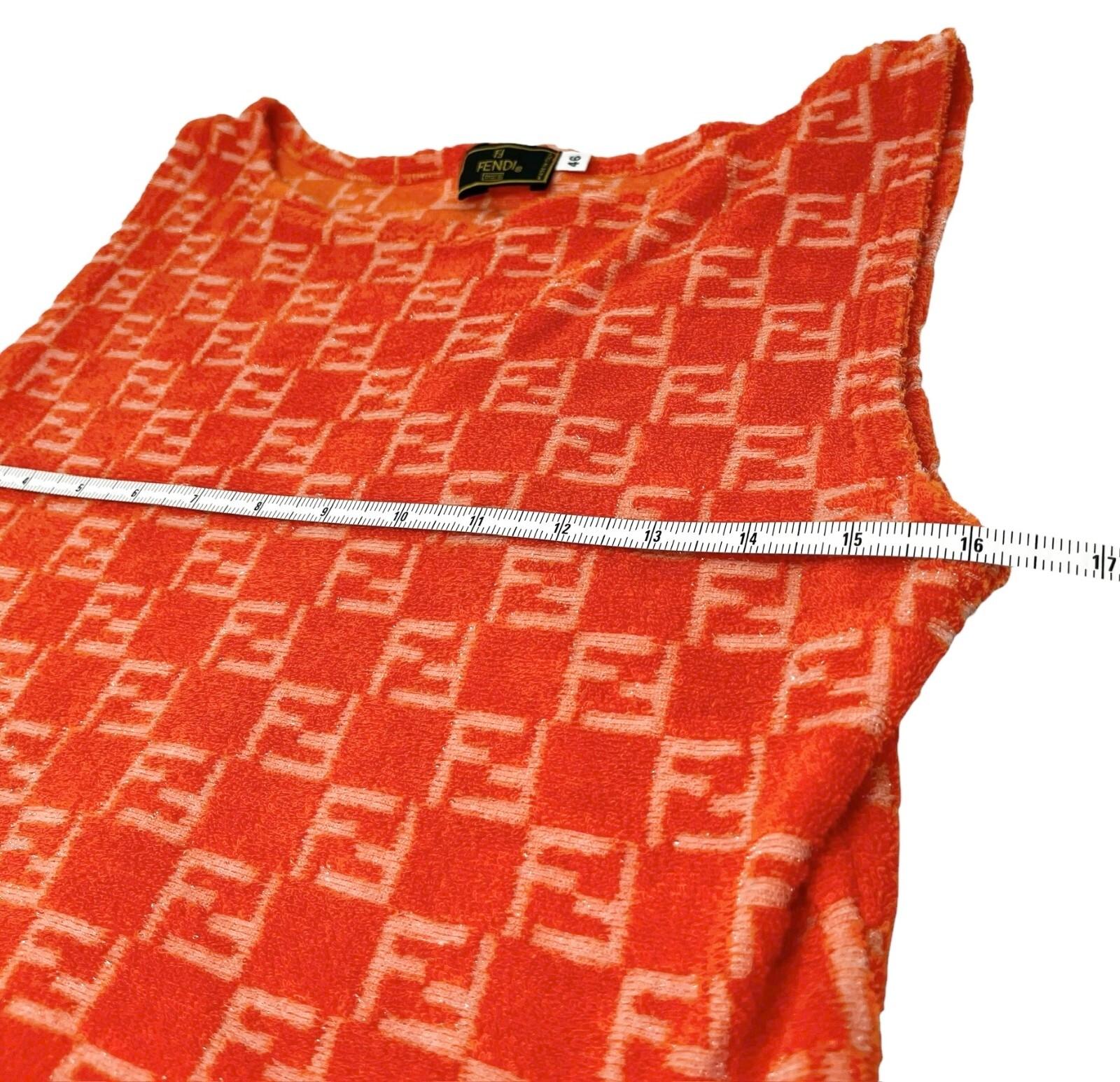 FENDI Vintage Zucchino Monogram Tank Top Short Pants Set #46 Terry Orange Cotton