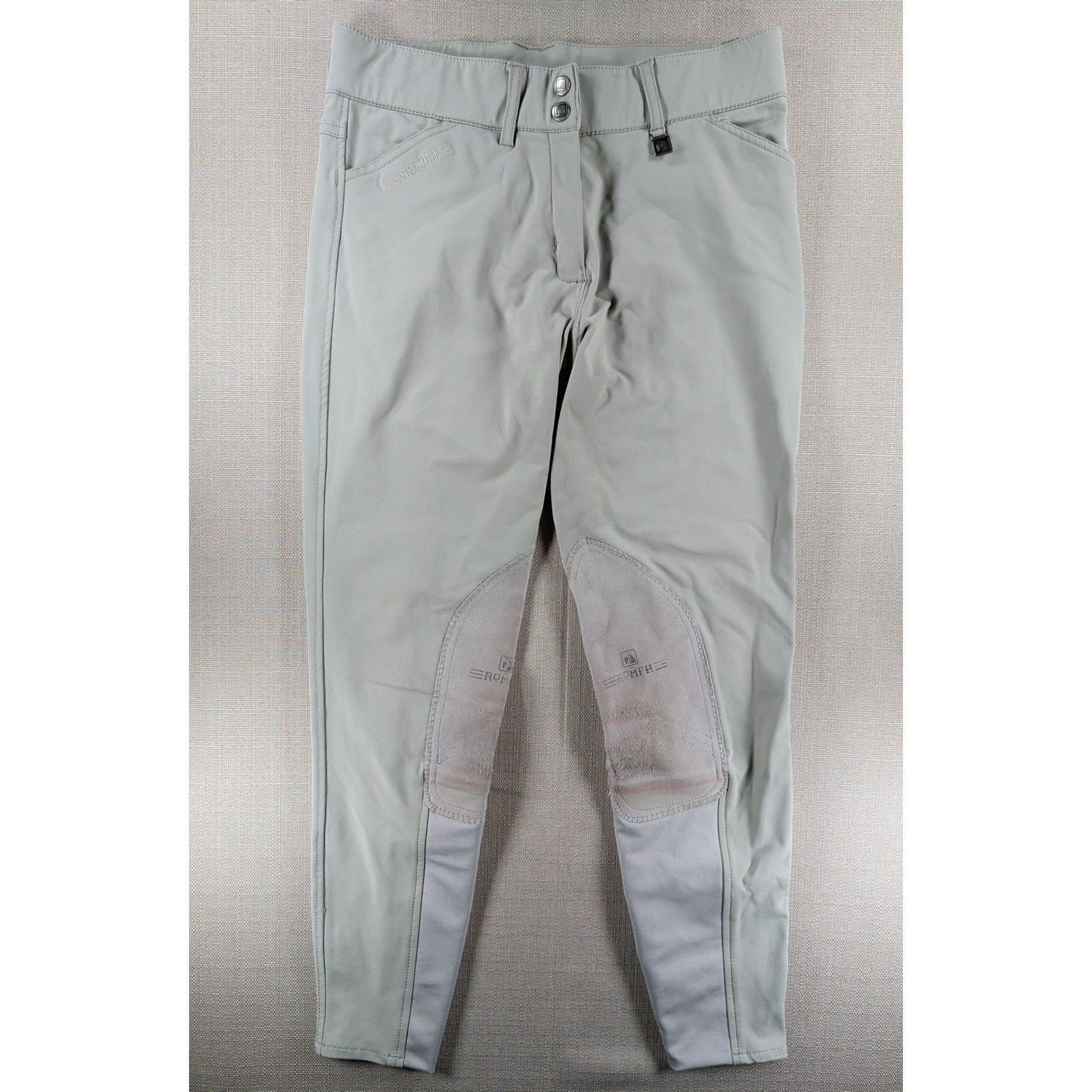Romfh Womens 28R Riding Breeches Gray Knee Patch Equestrian Horse Riding Pants