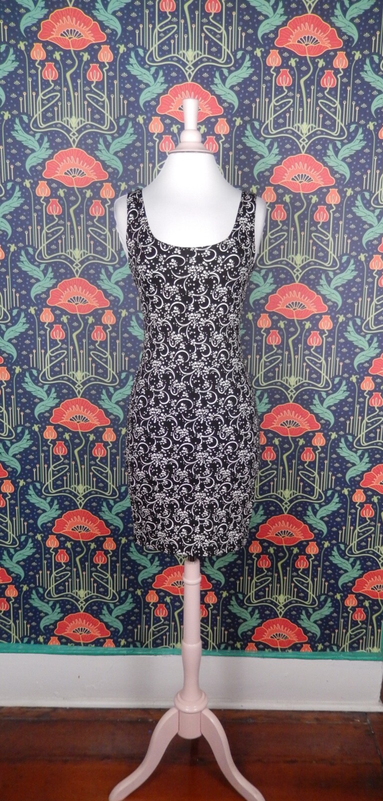 Vintage 80’s 90’s Kelly Bundy Black White Knit Tank Mini Dress L