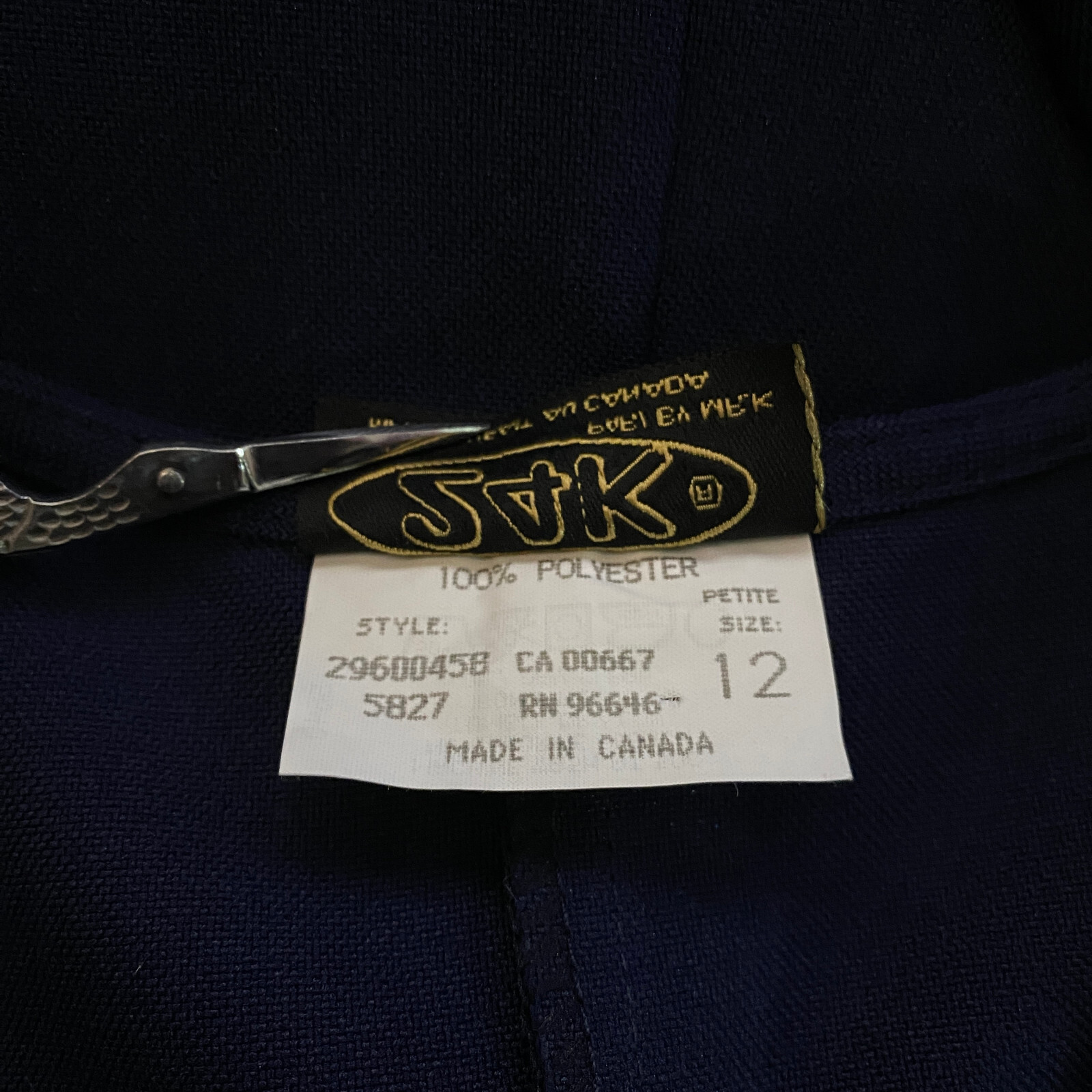 24K Blue Button Front Vest Sz 12 Petite Minimalist Office Siren VINTAGE EB35