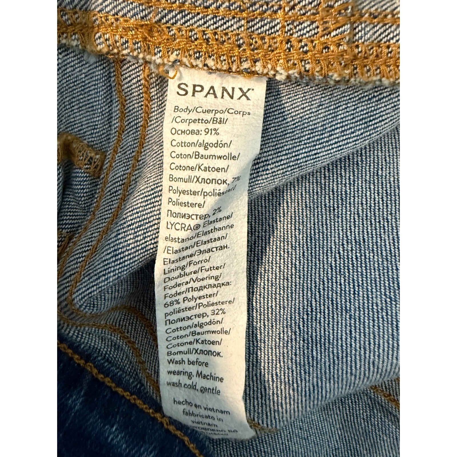 SPANXshape Everywhere Flare Jeans Pull On Elastic Waist Vintage Indigo Sz Large