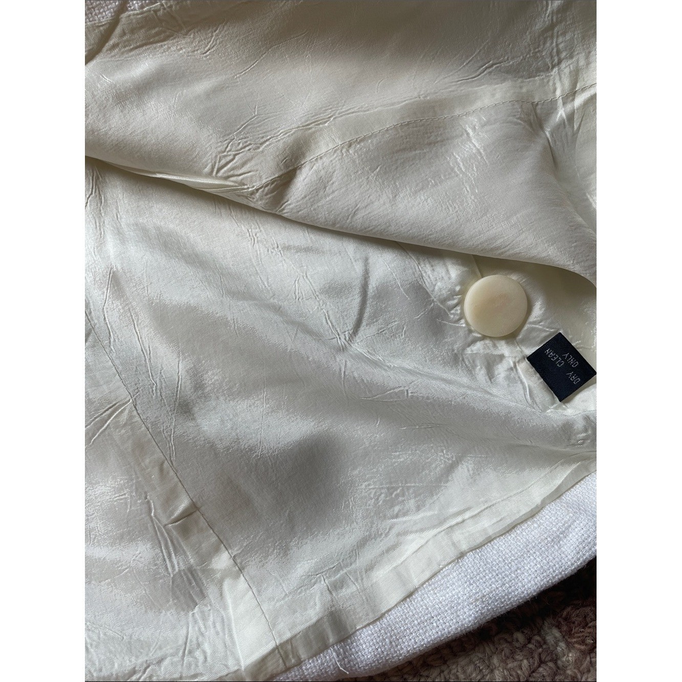 VTG Ellen Tracy Linen Silk Blend Topper Jacket White Basketweave Mod Coat Sz