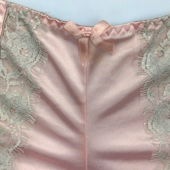 Vintage Shiny Spandex Blend Briefs Liquid Satin Pink Panty Floral Sissy Medium