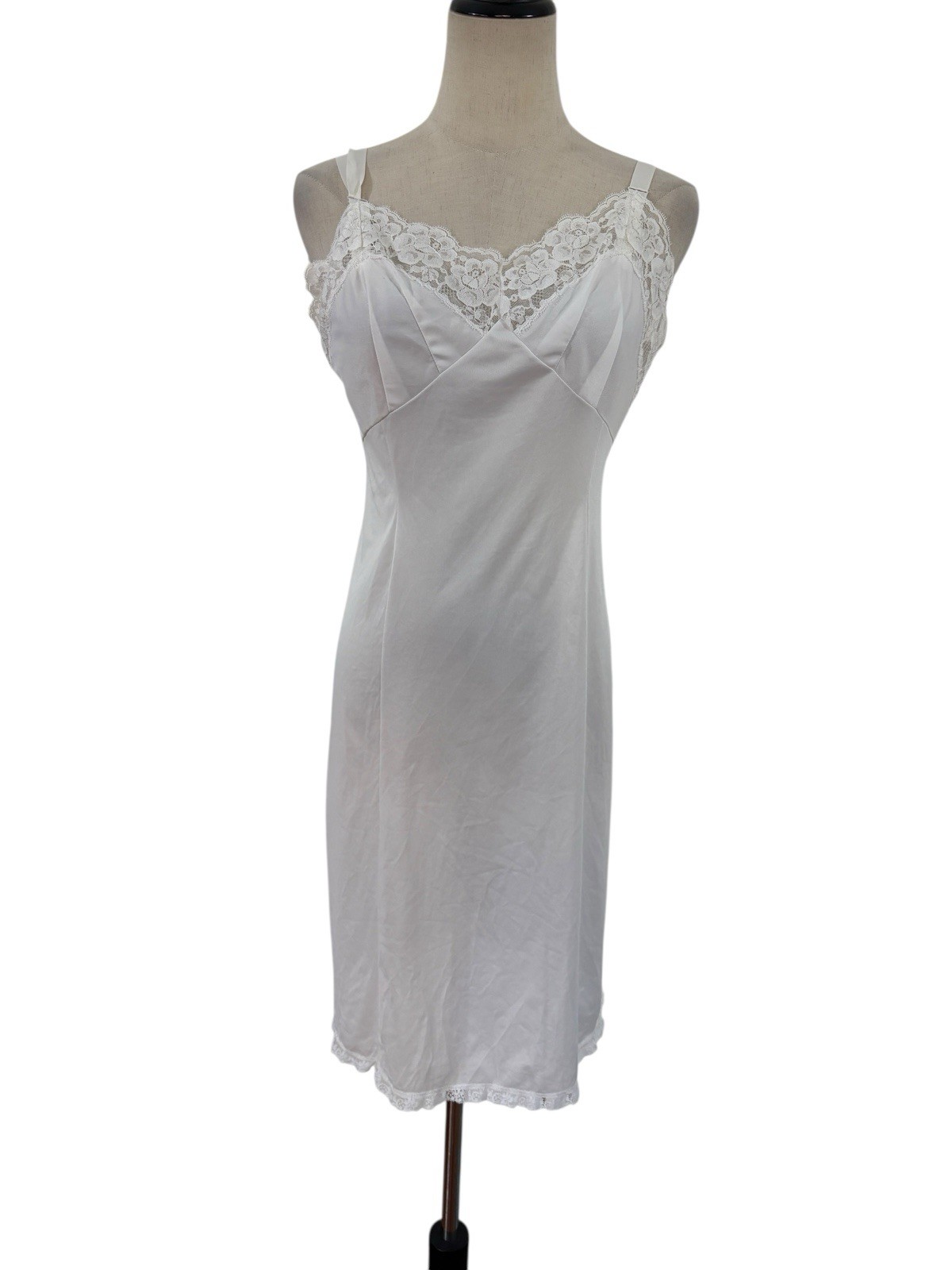Vtg 50 Wonder Maiden White Lace Slip Dress Sz 36 Lingerie Romantic Bridal Retro