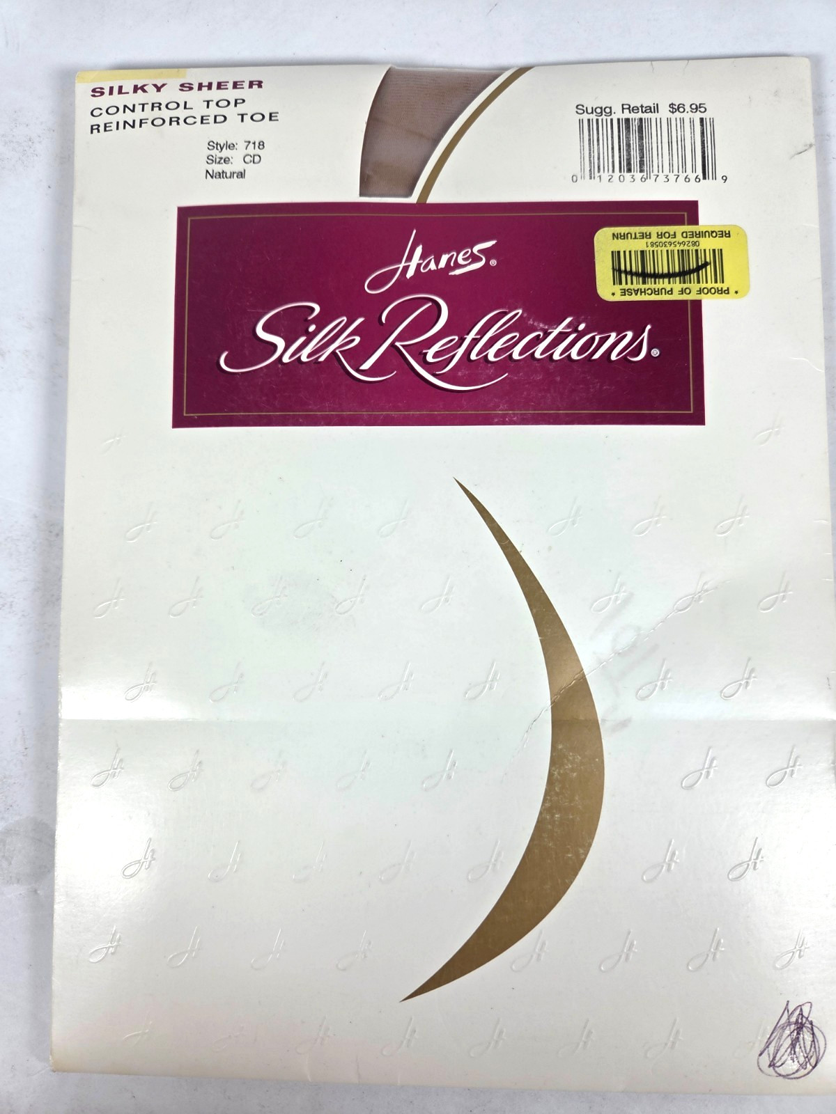 Hanes Silk Reflections Sheer Pantyhose Sz CD Natural CT Reinforced Toe 718