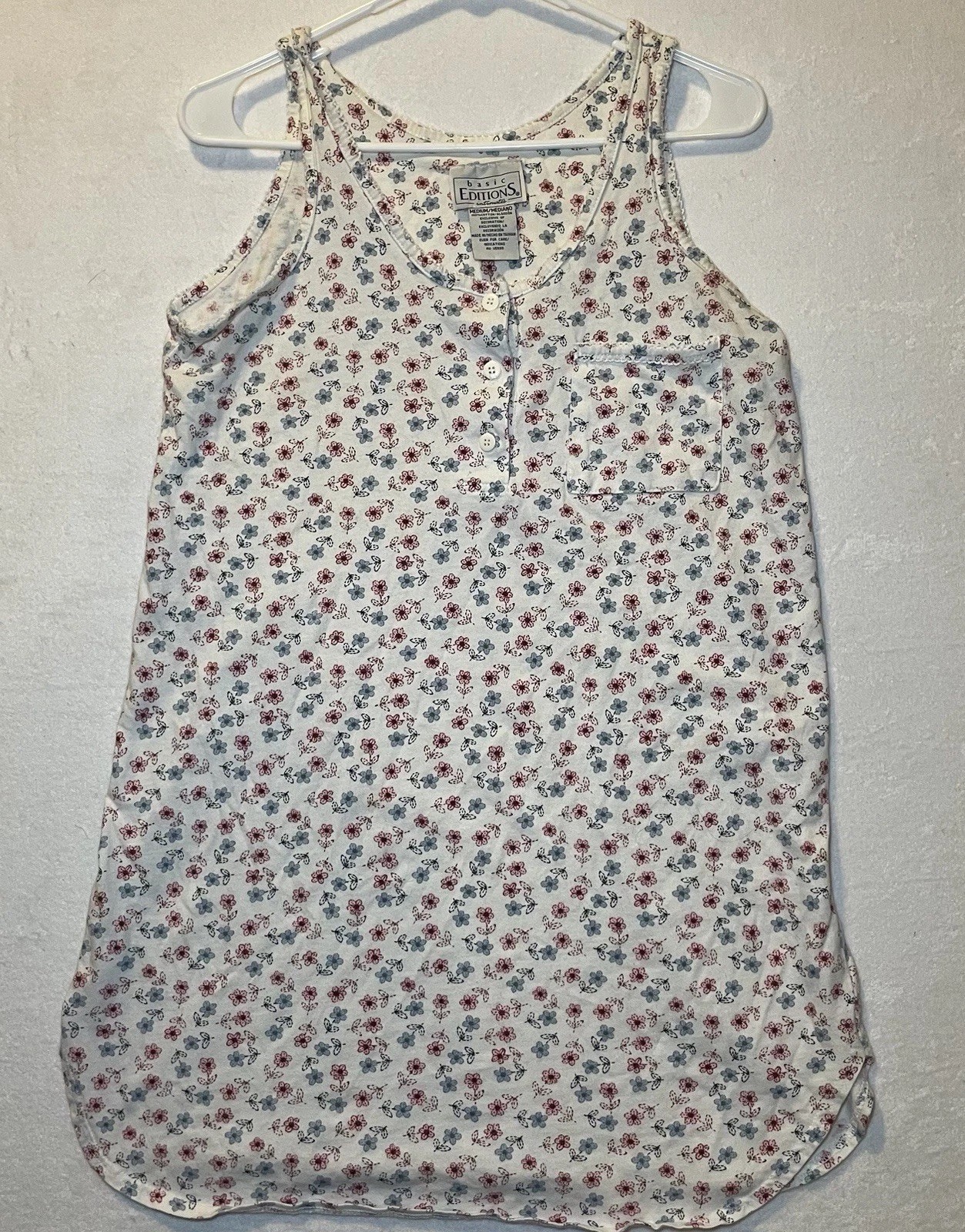 Vintage 90s Basic Editions Floral Cotton Nightgown Sleep Dress Cottagecore M