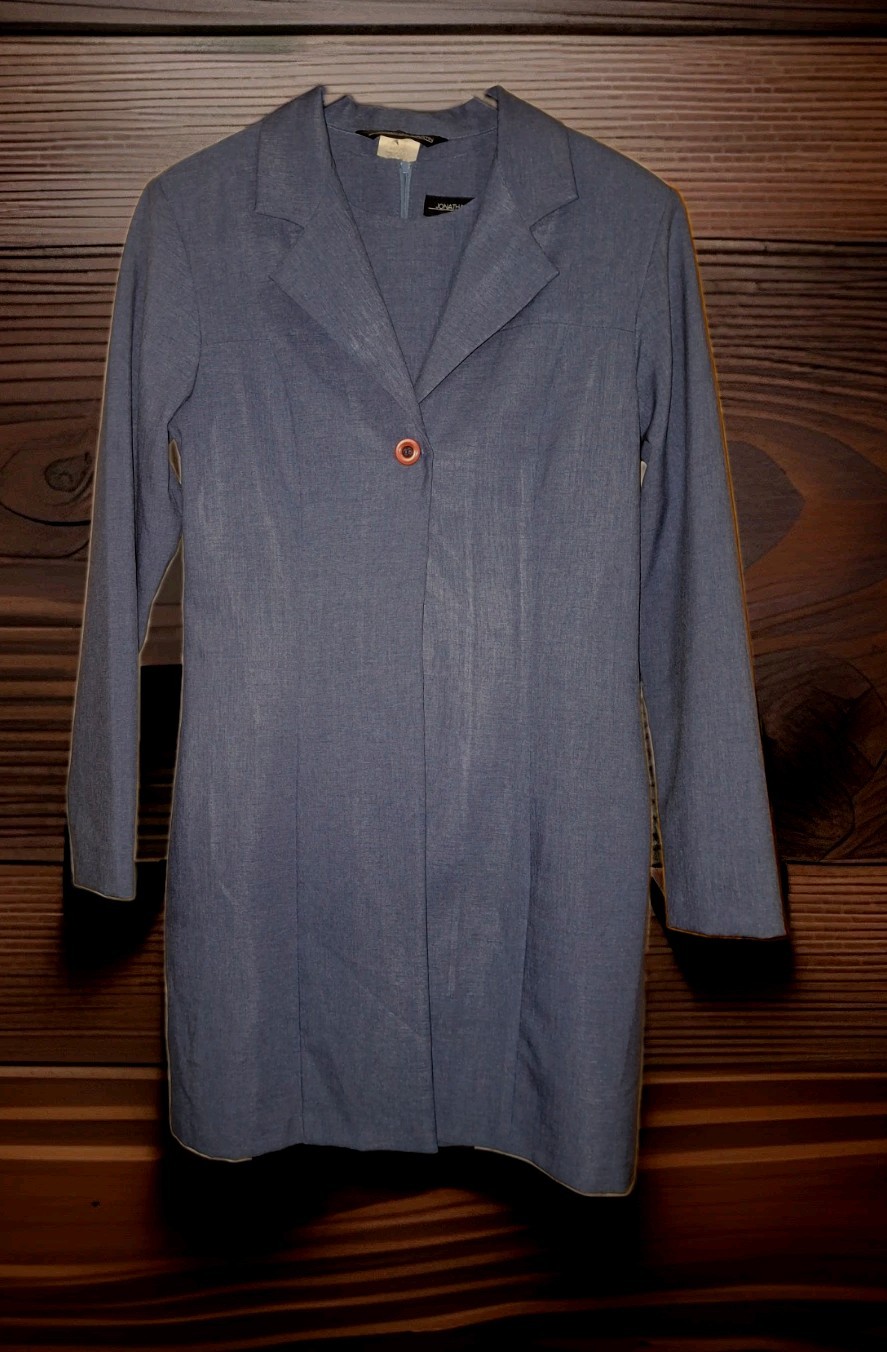 VINTAGE JOHNATHAN MARTIN BLUE DRESS AND COAT SET MEDIUM
