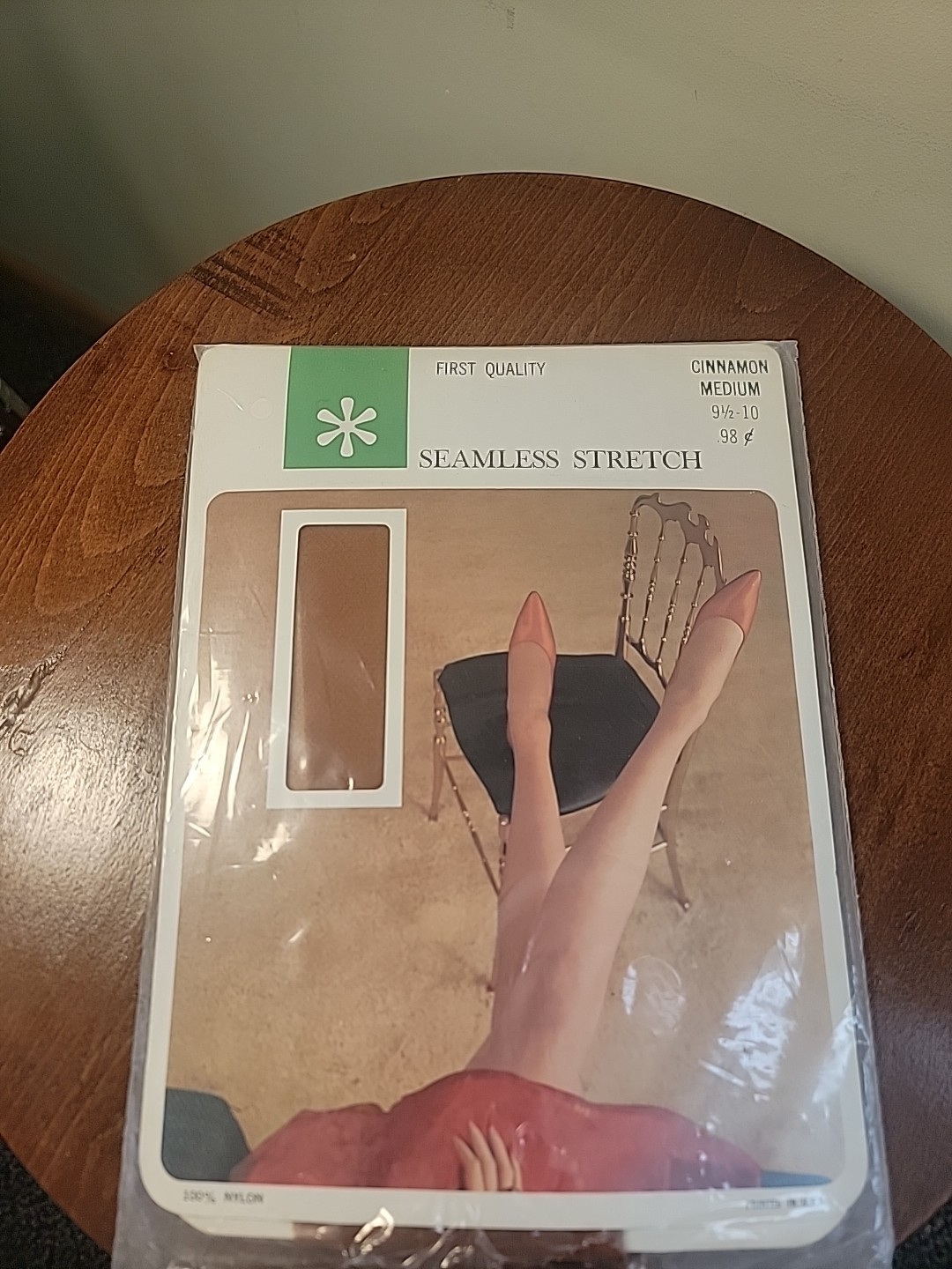 Vintage First Quality Seamless Stretch nylon pantyhose package