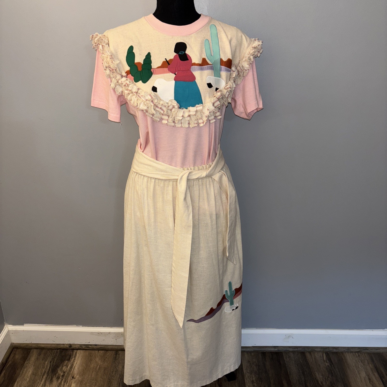 VTG J.R.Morgan Designs Dress Skirt/Top Native American Appliqué Southwestern M