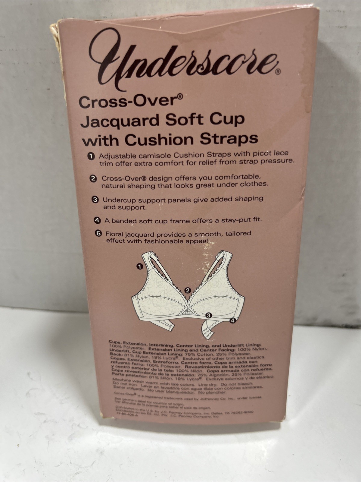 New Vintage JC Penney’s Underscore Cross Over Wirefree Comfort Bra 42D White