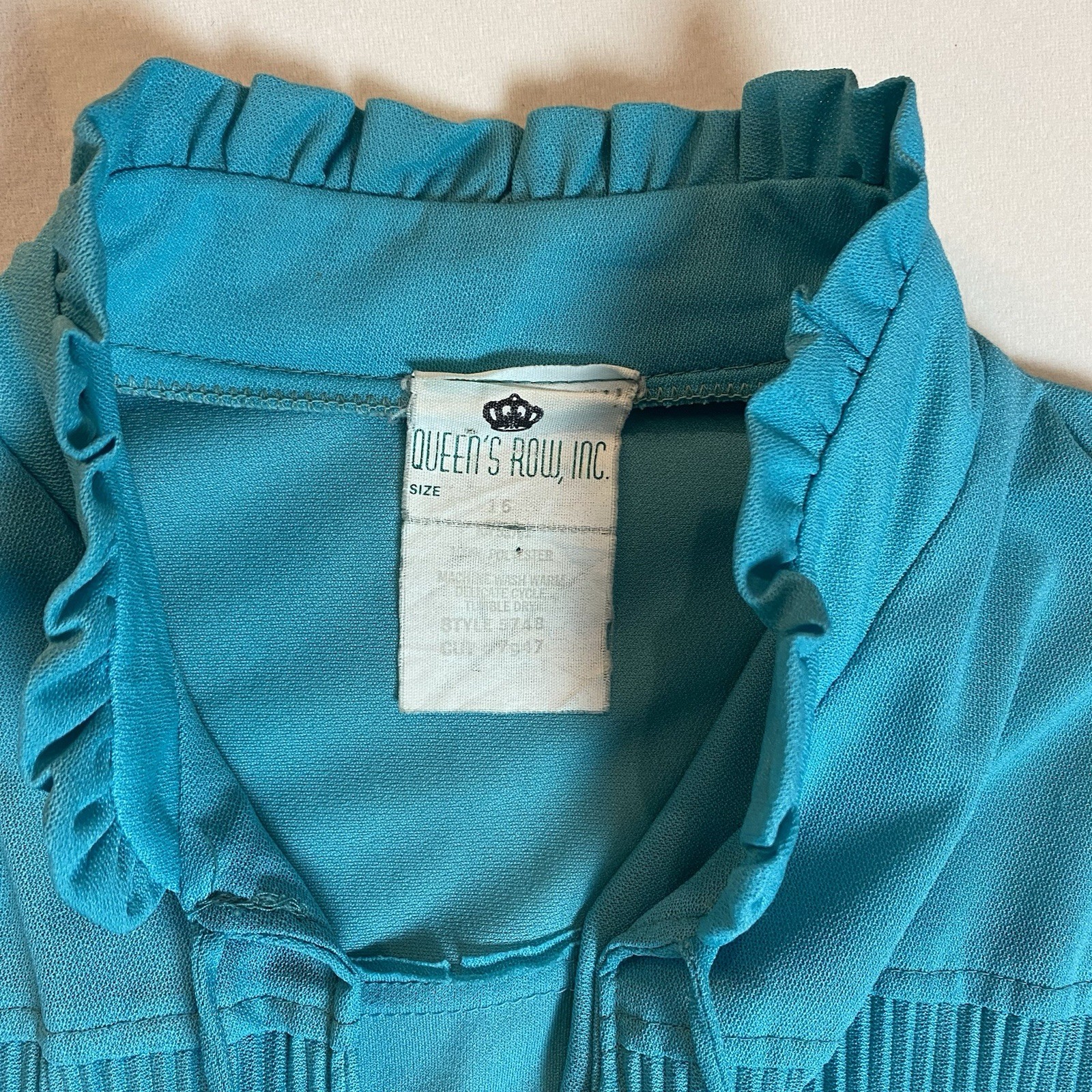 Queen’s Row, Inc Vintage Turquoise/Cream Pleated Skirt Dress Women’s 16