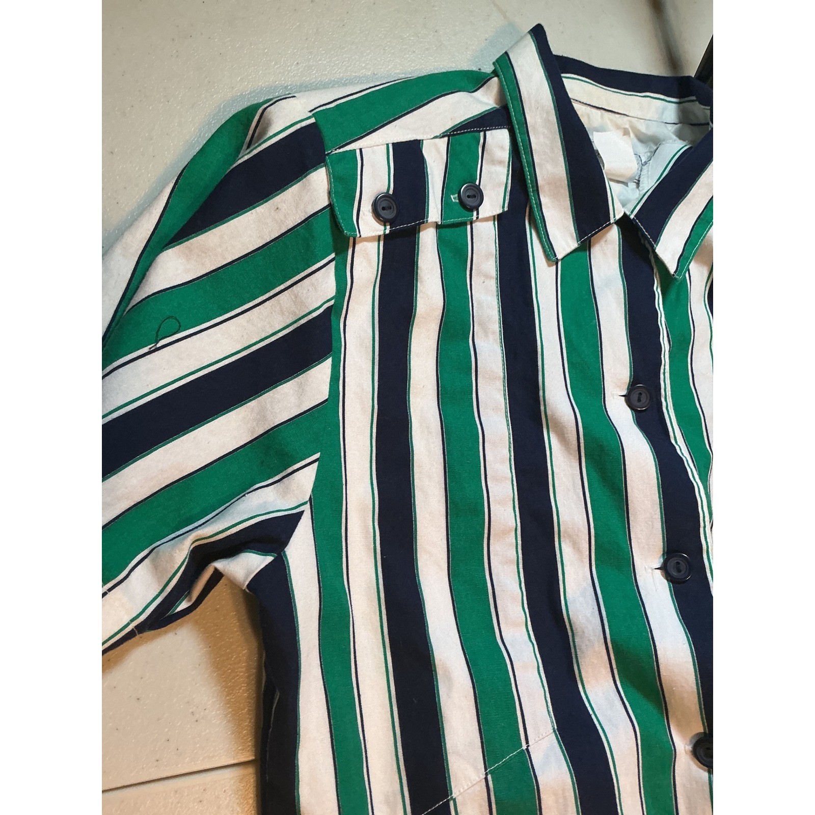 Vintage Howard Wolf Dallas Striped Shirt and Navy Pants Set Womens Size 4 USA