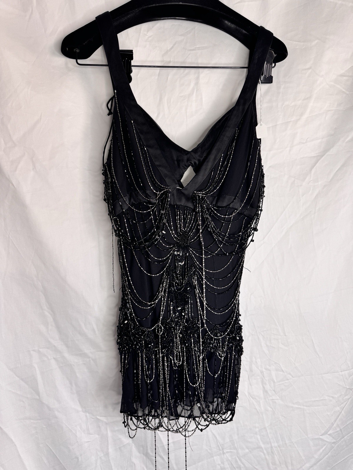 Lloyd Klein Runway Vintage NWT Black Draping Beaded Flapper-Style Top