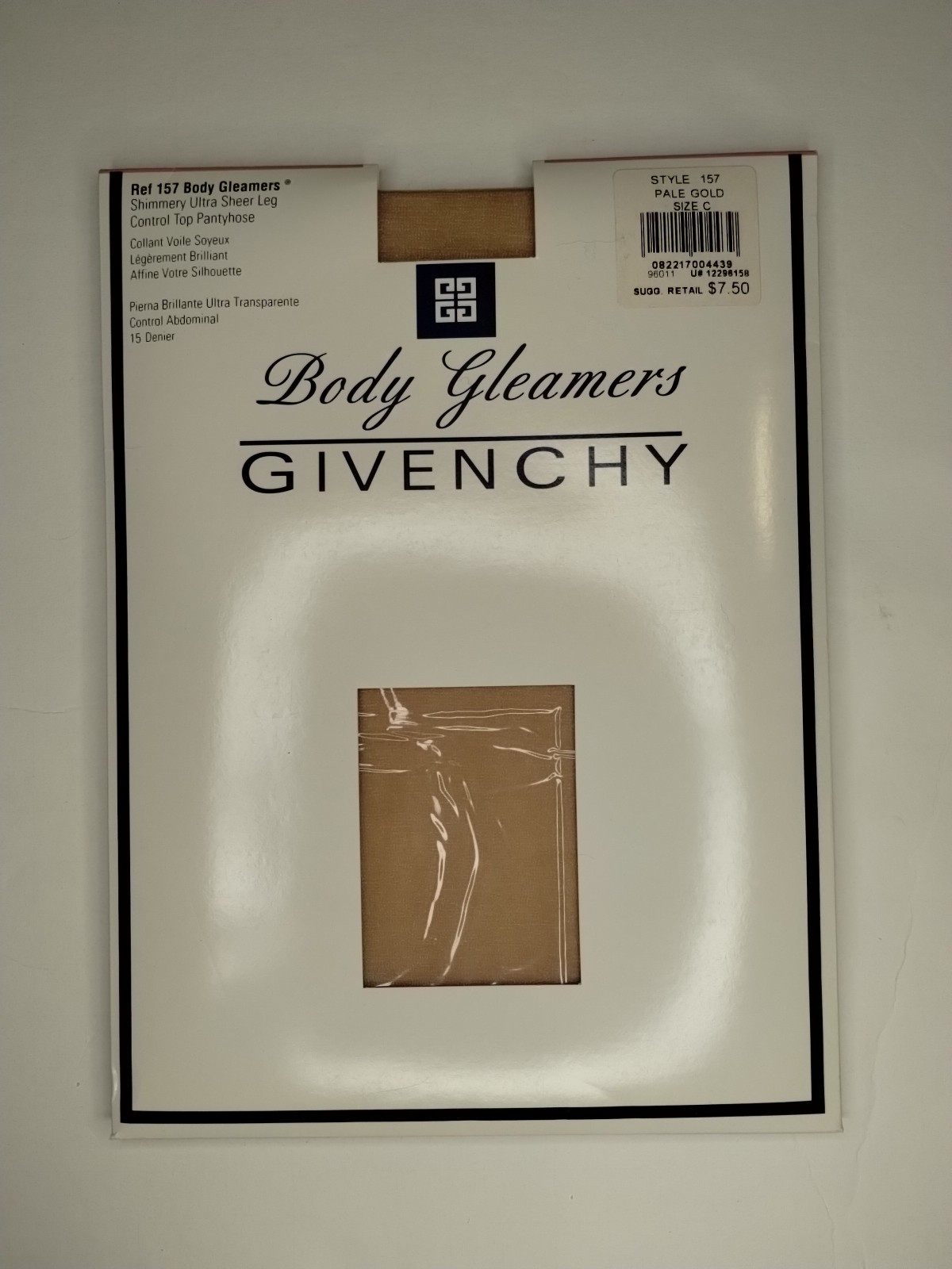 Vtg Givenchy PALE GOLD SHIMMERY Body Gleamers Nylon Pantyhose Sheer Sz C NOS