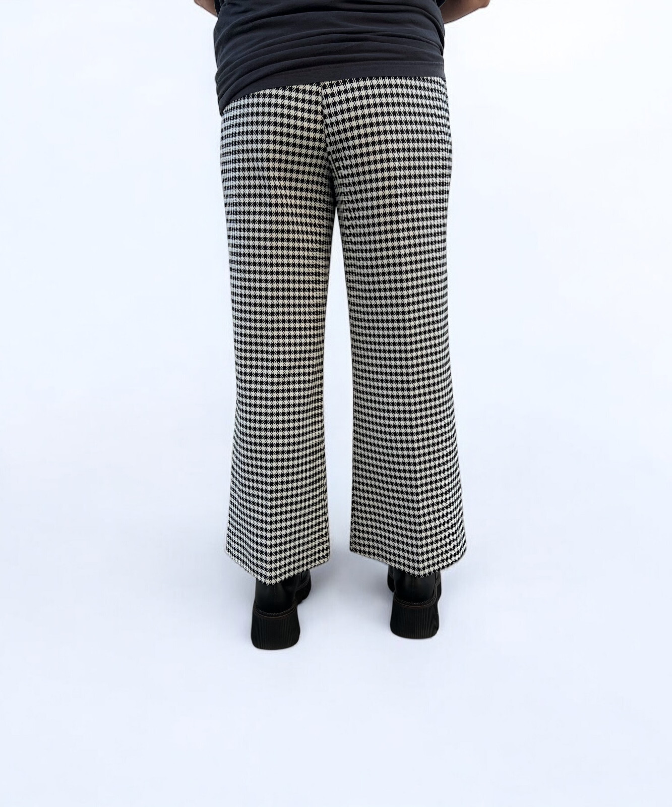 Vtg 70s Houndstooth Wide Leg Pants, Bogart of Texas, Size Estimate Large