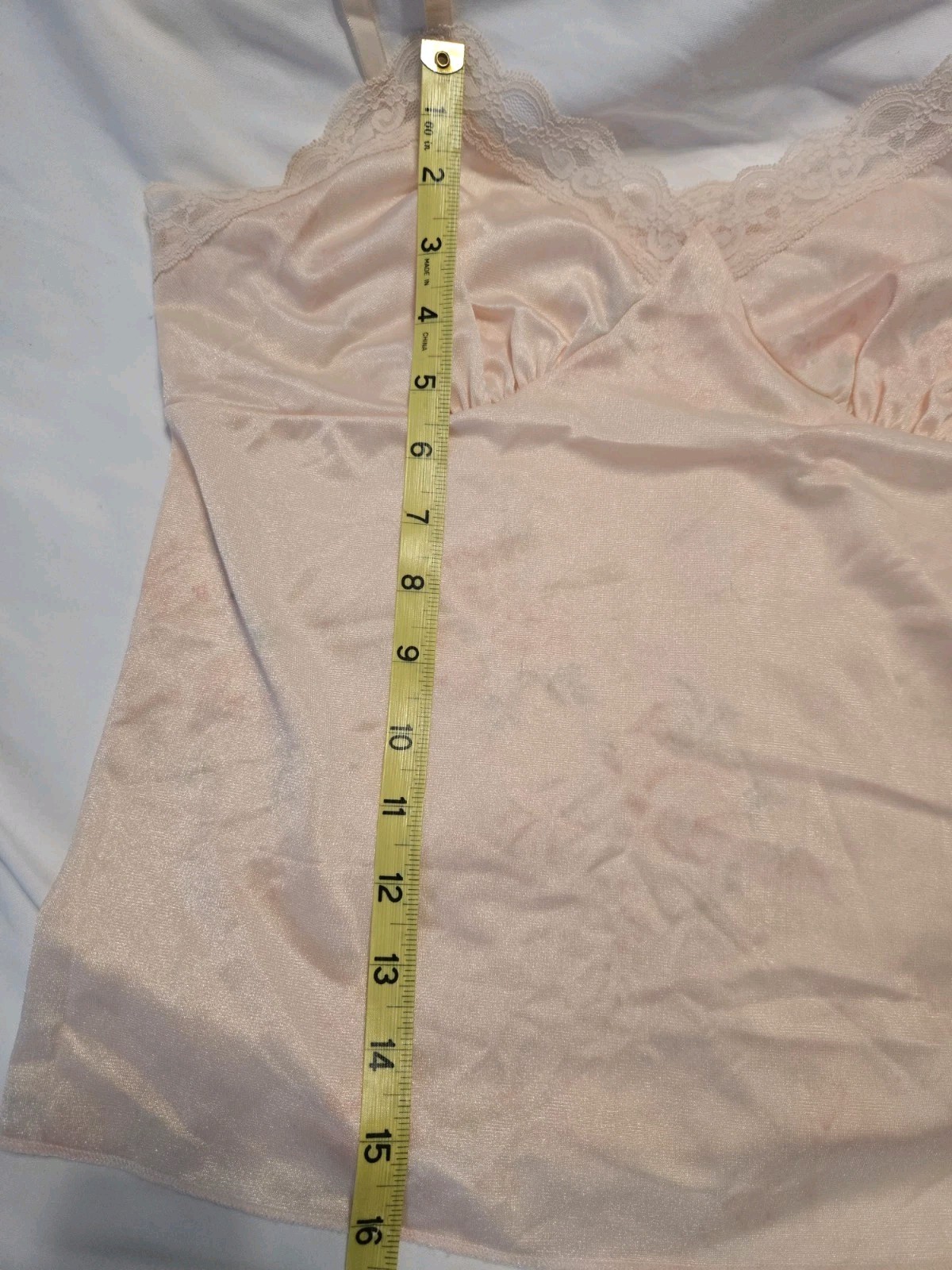 Vintage Deena Slip & Cami Set Peach With Faint Rose Design Lace Romantic Sz 34