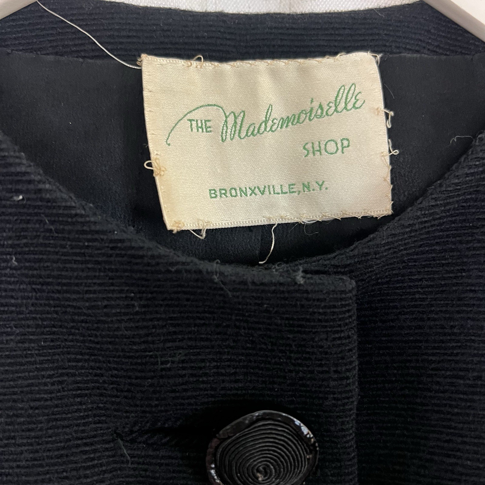 VTG 1960s Cropped 3/4 Sleeve Black Jacket Goth MCM Secretary Funeral Hepburn