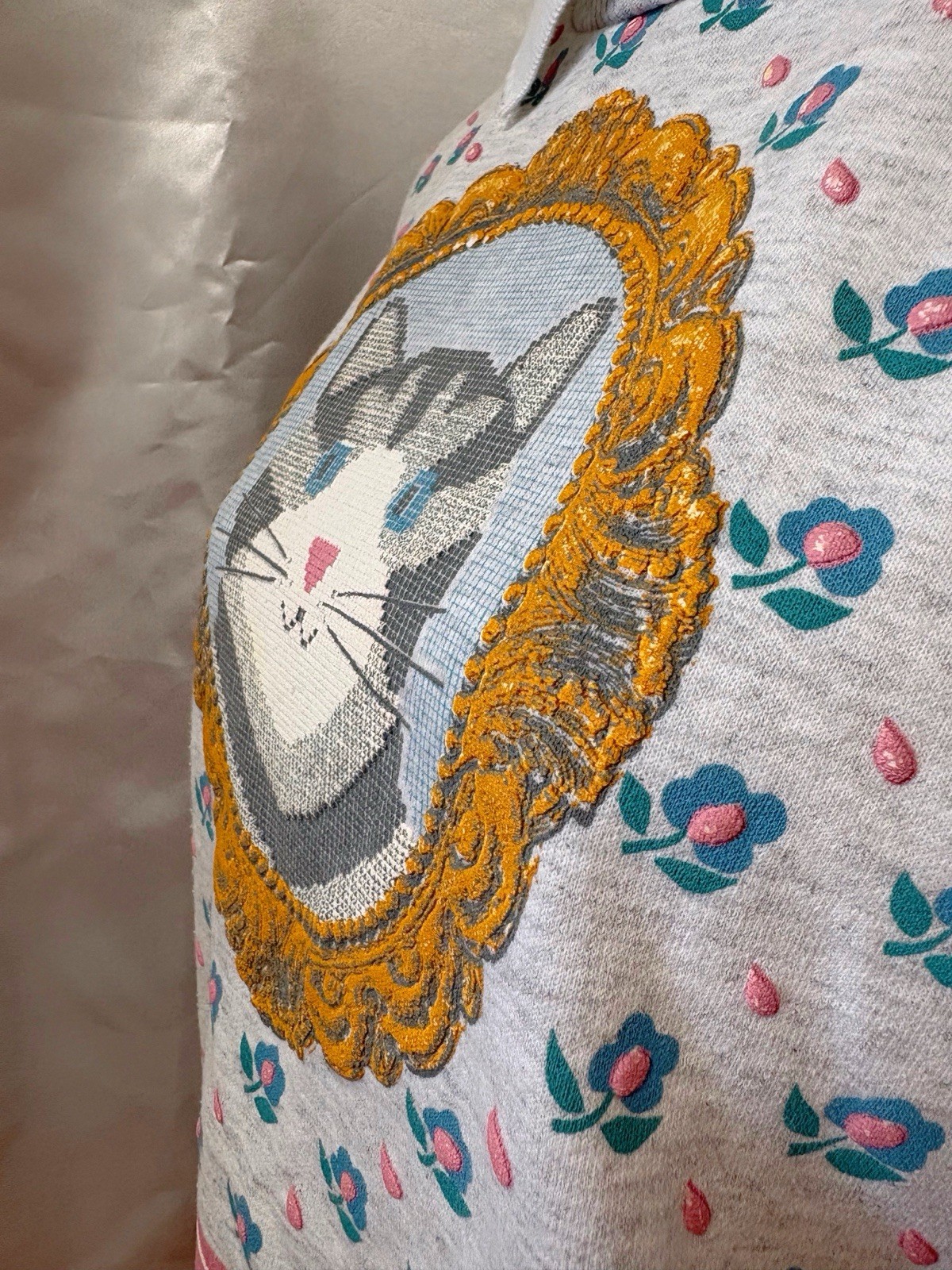 Vintage 80s SPUMONI Cat kitten Kitty Graphic Puff print Sweatshirt Cottagecore