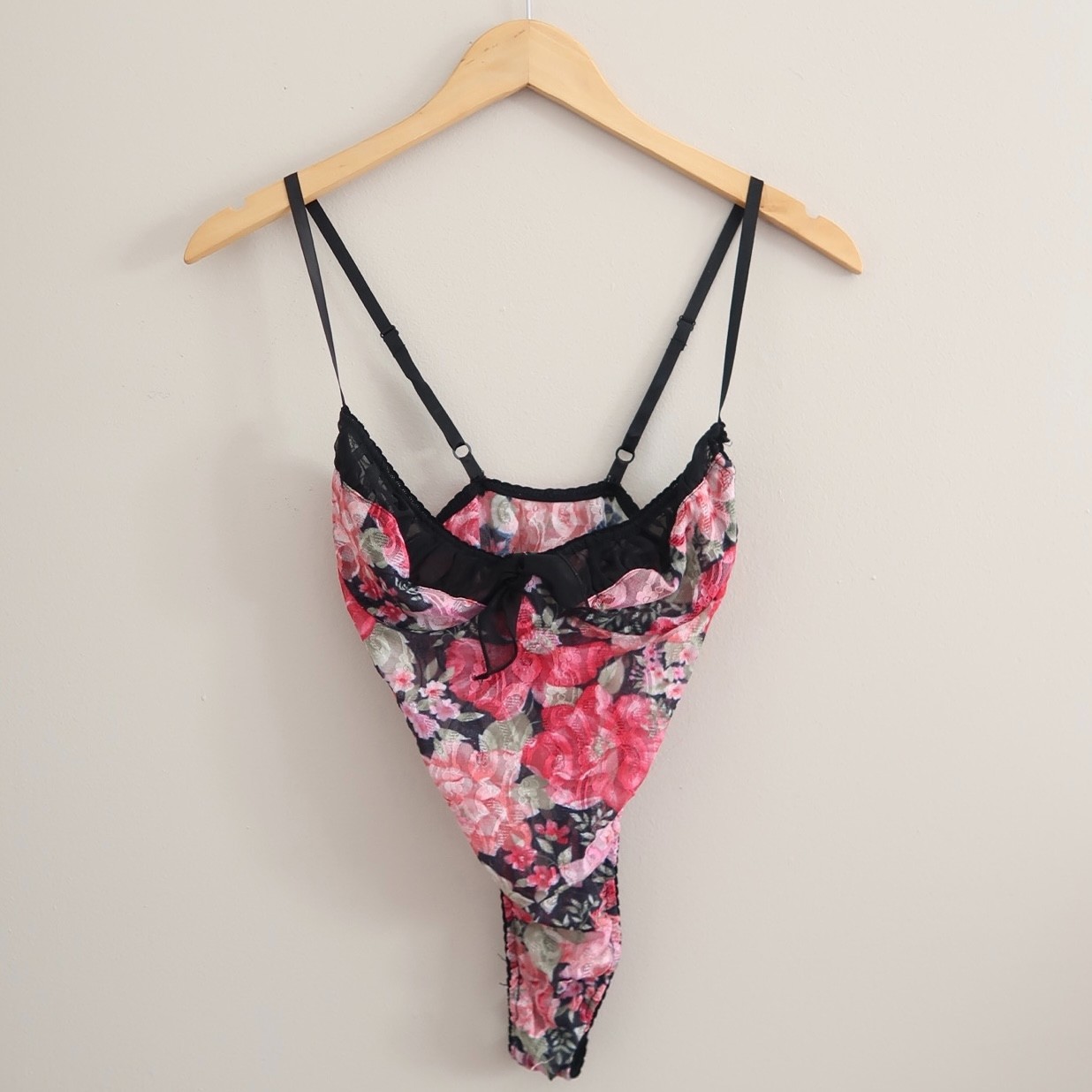 Vintage 90s E. Bole Floral Lace Lingerie Teddy/Bodysuit sz Medium