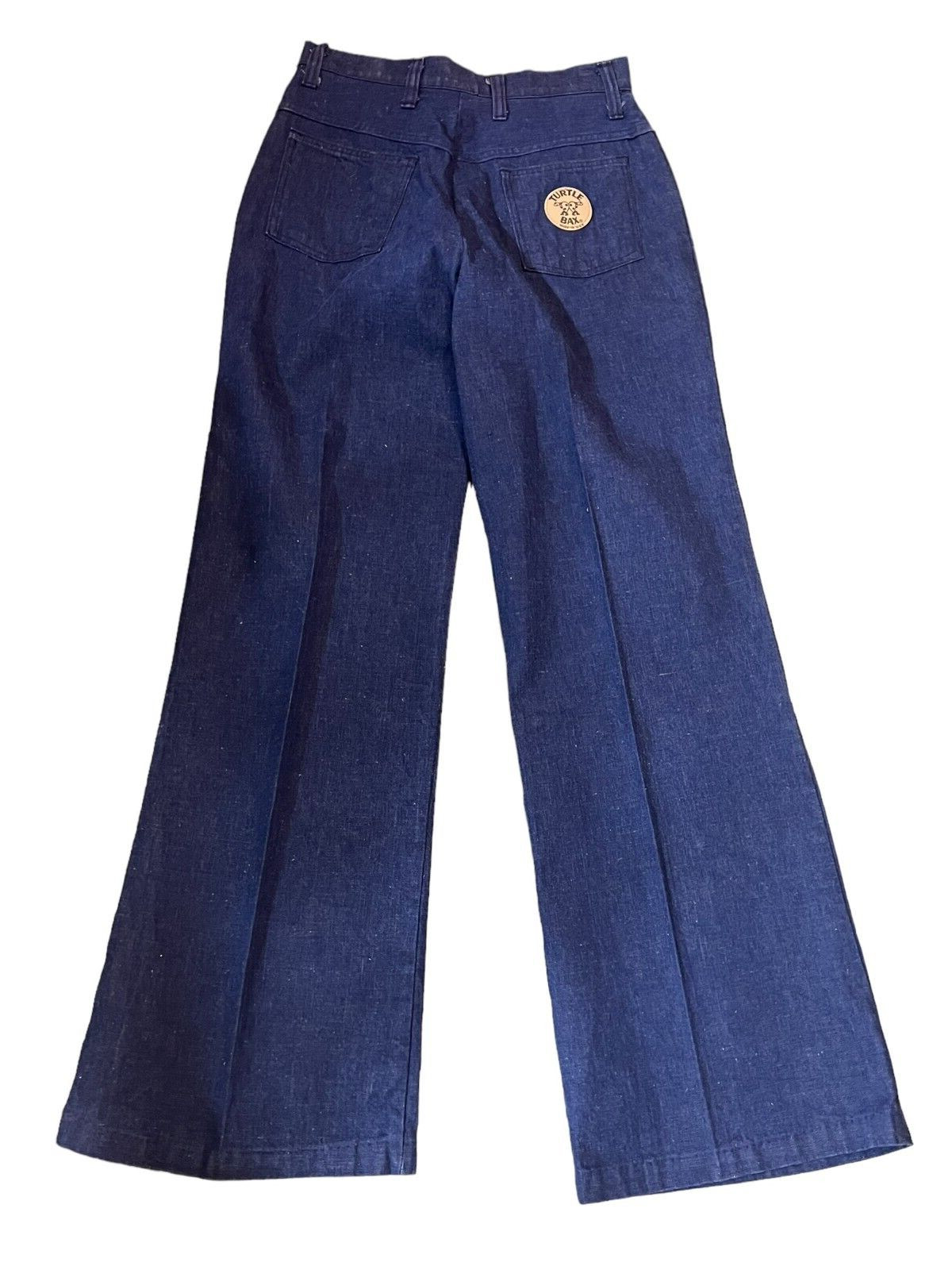 NOS VTG 70s Bell Bottom Jeans 28 High Waist x 31.5 DENIM BLUE Turtle Bax Pants
