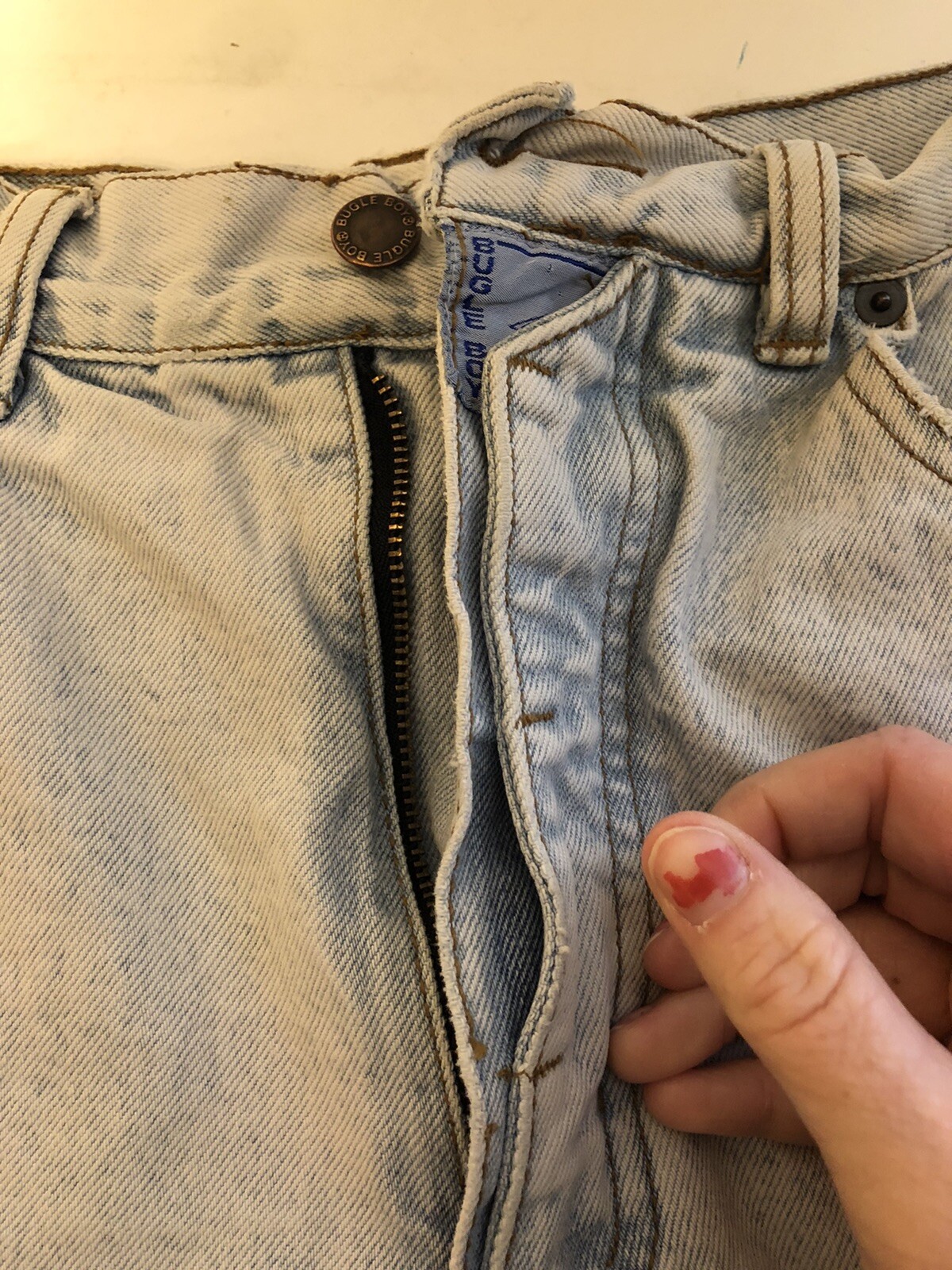Vintage USA Bugle Boy Basic Jeans High Waisted 32M Unisex? Grunge Stains 29”?