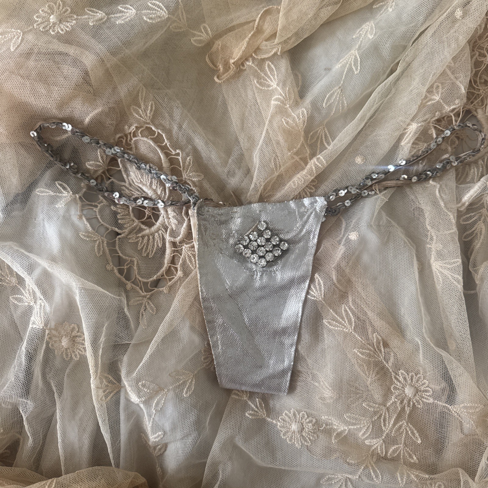 Vintage 1940s 1950s Silver Rhinestone Sequin Showgirl Bottoms Costume Hollywood