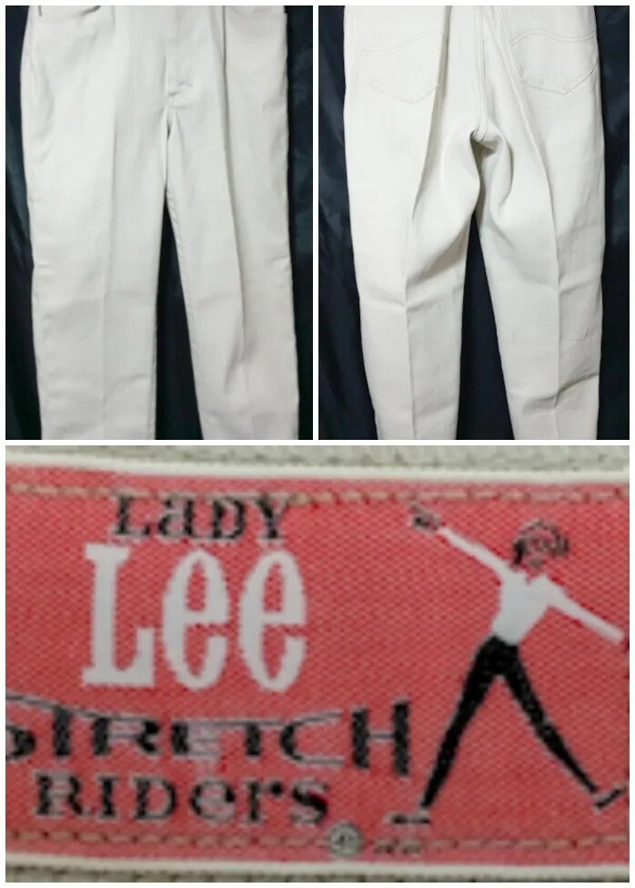 RARE Vtg 60s Lady Lee Beige Stretch Riders Jeans 26″-28″X29″ High Waist Skinny
