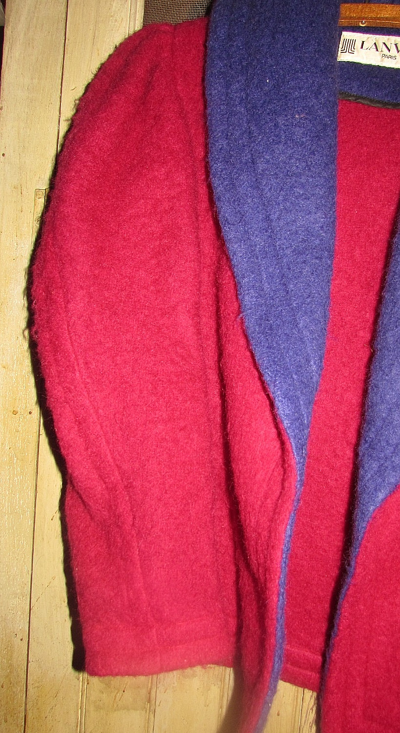 Lanvin jacket fuchsia or rose-pink and indigo wool vintage France
