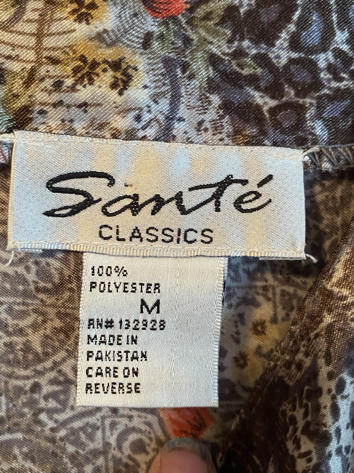 Vintage Set Sante Classics Leopard Floral Satin Nightgown & Robe-M