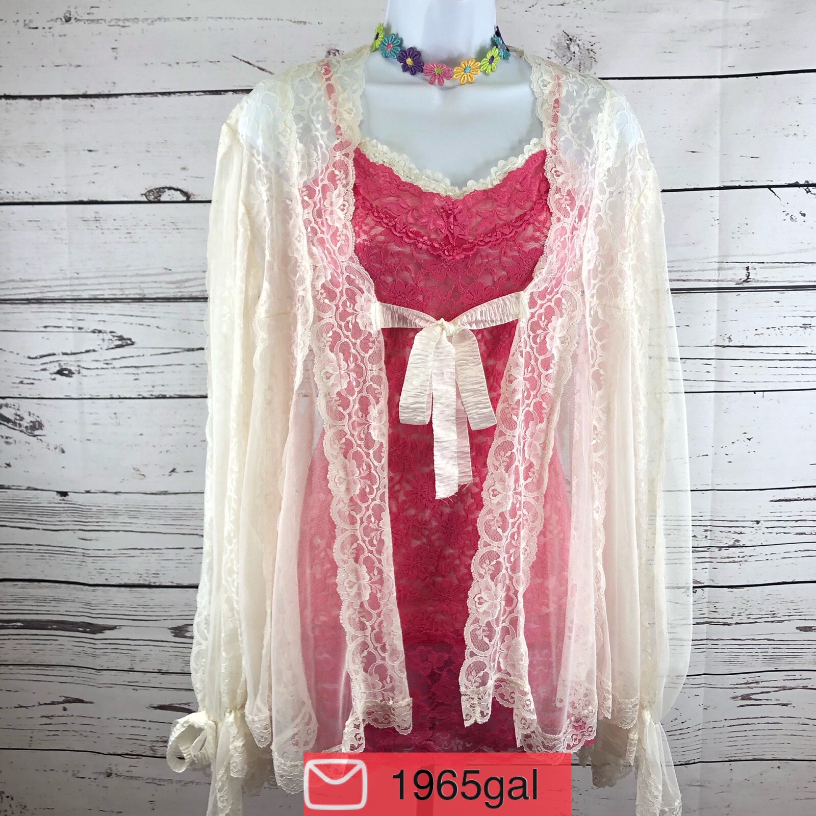 Hanky Panky Ltd Bridal White Lace Robe bows Nylon