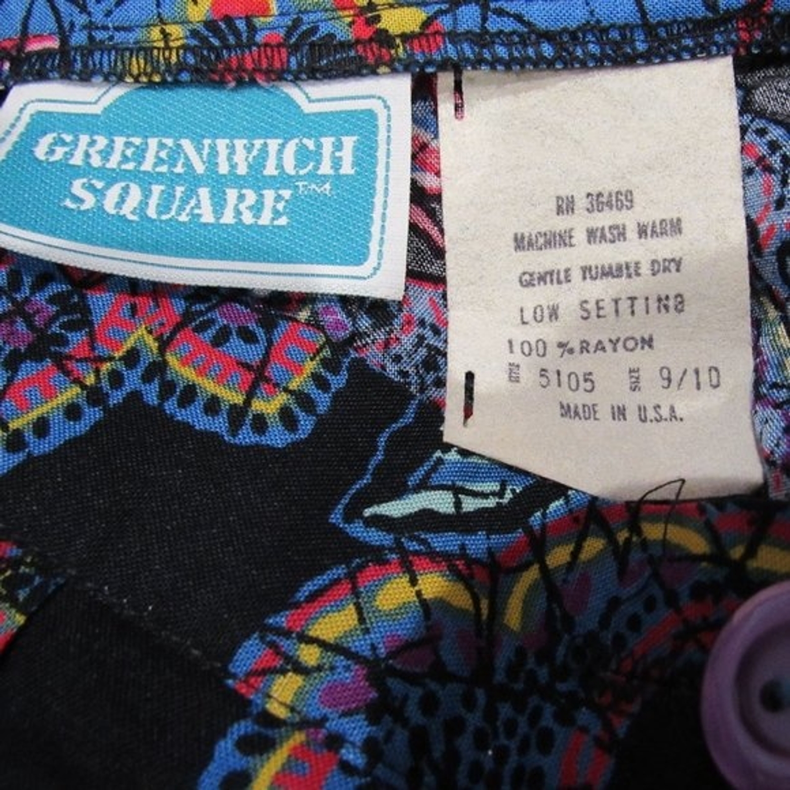 VTG Greenwich Square Multicolor Lap Skirt Midi Size 9/10 High Waist Retro Bright