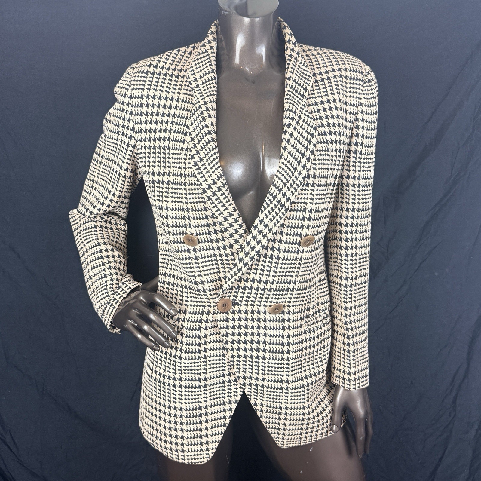Vintage 80’s Armani Le Collezioni Houndstooth Women’s Blazer Jacket Size 40/6