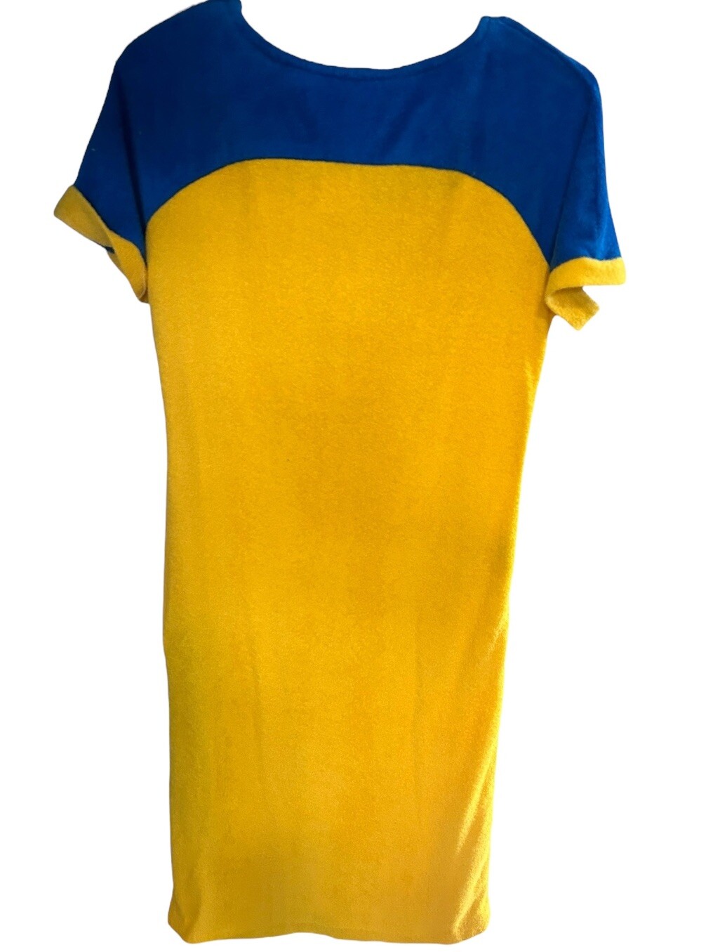 VTG MR.B’s California RETRO TERRY CLOTH TOWEL MINI DRESS COVER UP YELLOW SZ M