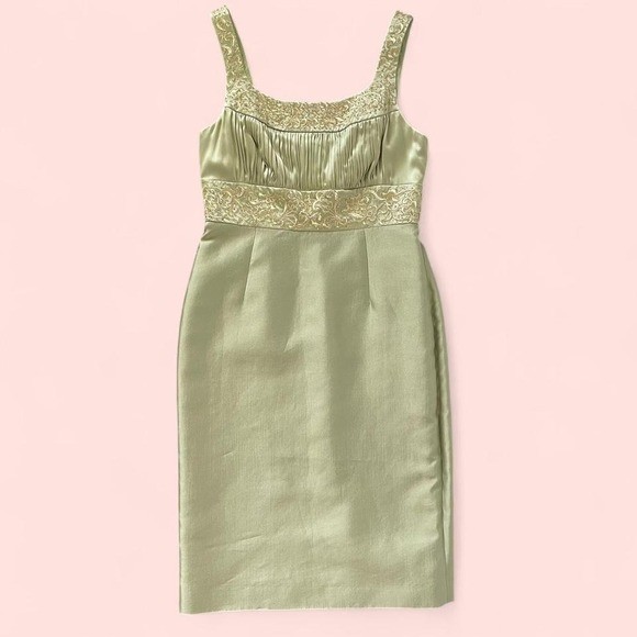 Vintage 90s / 2000s Soft Green Silk Evening Gown