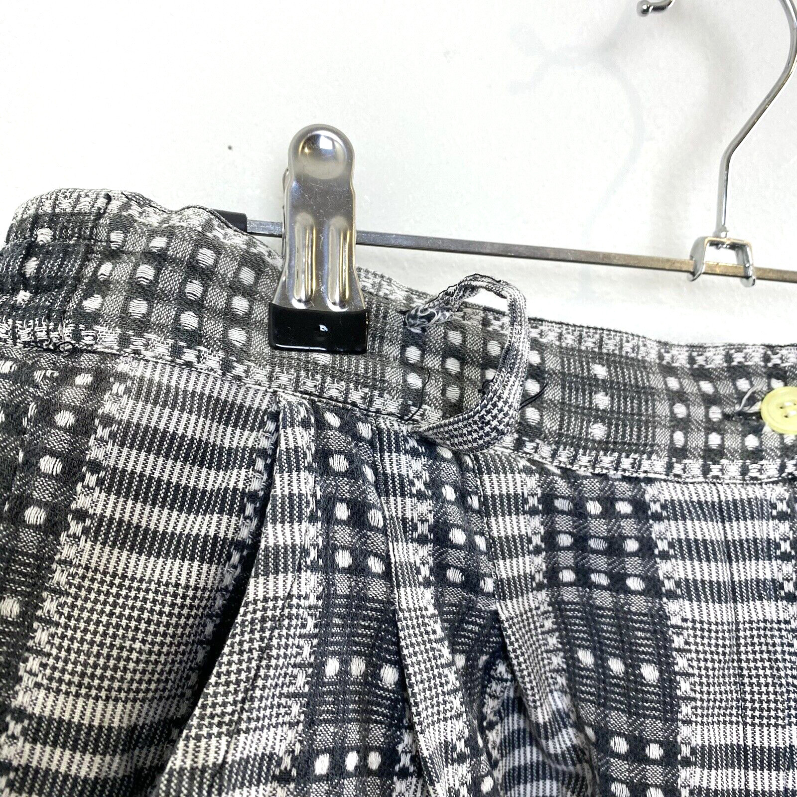 Vintage Christopher & Banks Womens Top & Shorts Set Large Mixed Plaid Check Gray