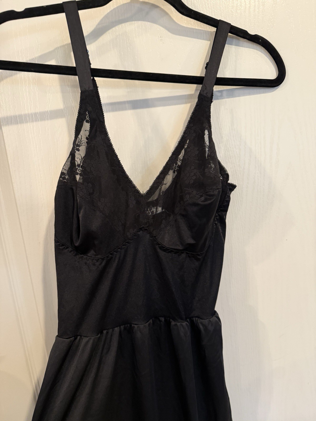 Youthful creations womens black vintage lingerie slip dress lace detail 40 B C D